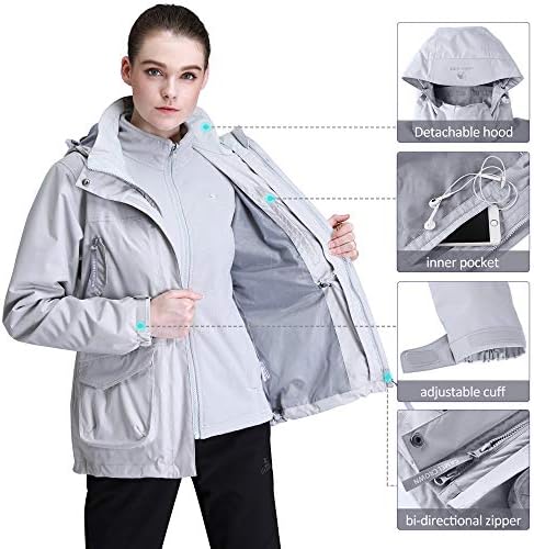 CAMEL CROWN Womens Waterproof Ski Jacket 3-in-1 Windbreaker Winter Coat Fleece Inner for Rain Snow Outdoor Hiking
