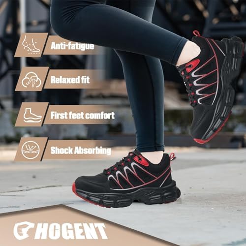 Hogent Steel Toe Shoes for Men Women - Non Slip & Lightweight Work Shoes