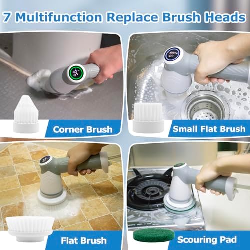 DAESUNG E881 Electric Spin Scrubber + 9 Replaceable Brush Heads