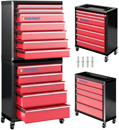 LARBANKE 12-Drawer Rolling Tool Chest with Wheels,Lockable Tool Cabinet