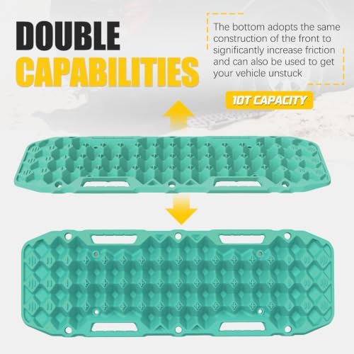 BUNKER INDUST Off-Road Traction Boards, Pair Recovery Tracks Traction Mat for Jeep Mud, Sand, Snow Traction Pads-Turquoise Emergency Tire Traction Device (Gen 10th)