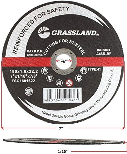 Thin Cutting Disc, Stainless Steel Freehand Cut-Off Wheel - Flat - 7" x 1/16" x 7/8" - T41 - (5 Pack)
