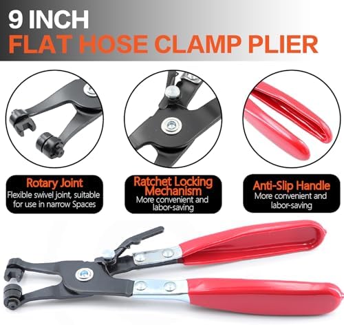 352Pcs Spring Band Hose Clamp Kit, 6-25mm 15 Sizes 65Mn Carbon Steel with Swivel Jaw Pliers & Removal Tool for Fuel Line, Coolant, Vacuum, Radiator, Silicone Hose - Automotive, Marine, DIY