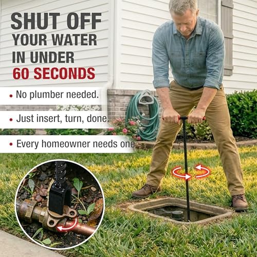 HOMESTEAD 28" Water Meter Key - Steel T Handle, Water Key Shut Off Tool with U-shaped Head