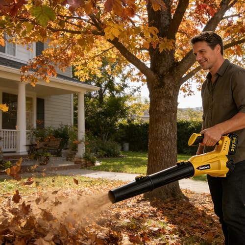Leaf Blower Cordless - Cordless Handheld Leaf Blower with 21V 2 Rechargeable Batteries, Lightweight Electric Blower for Lawn, Yard, Garden, Patio, Leaves, Dust, Snow Cleaning, 750 CFM 260 MPH
