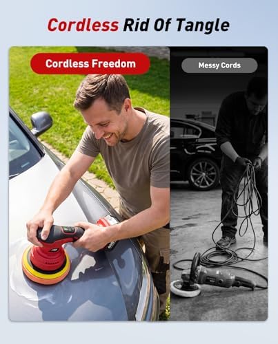 6 Inch Cordless Car Buffer w/ 2×4.0mAh Batteries, Digital Display