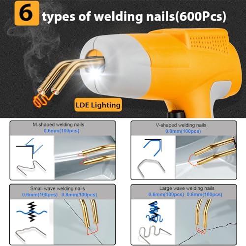 Choerinton Plastic Welder Compatible with Dewalt 20V Max Battery, with 600PCS Staples, Pure Copper Transformer, Rapid Heating, Plastic Welding Kit for Car Bumper, Dashboard & Repair(No Battery)
