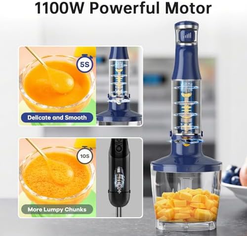 Turelar Immersion Blender Handheld 5 in 1 Hand Blender Set 1100W Heavy Duty