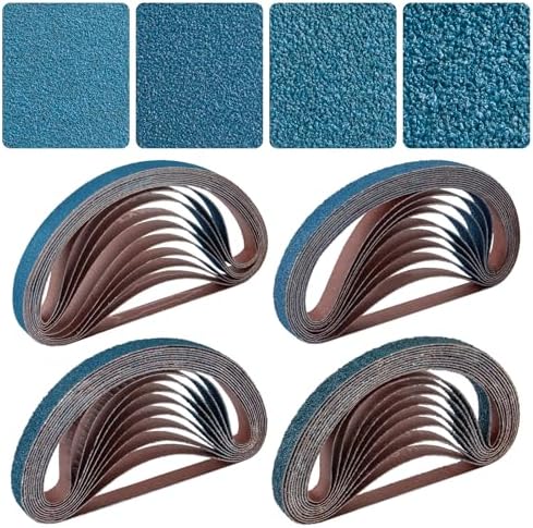 Tanzfrosch 1/2x18 Inch Belt Sander Sanding Belts Kit 40 Pcs (10 Each of 40/60/80/120 Grits), Zirconia Belt Sander Paper Sanding Belts for Wood, Metal, Cars, and Furniture, 40-Pack