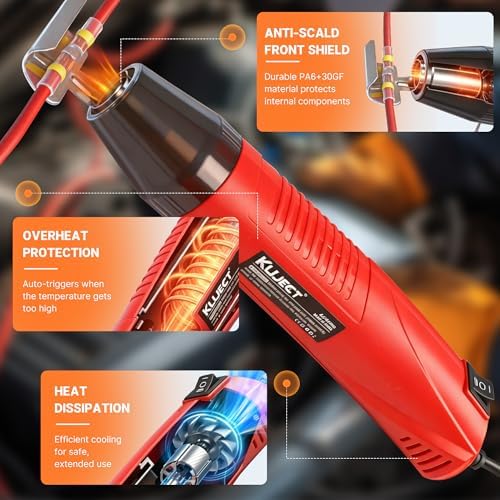 Kuject Mini Heat Gun, 120PCS Solder Seal Wire Connectors Kit, 350W Dual-Temp Heat Gun for Shrink Tubing, Waterproof Heat Shrink Wire Repair Kit with Solder Stick for Marine Automotive Truck, AWG 26-10