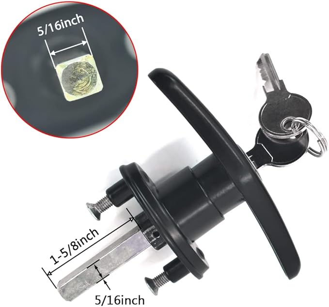 Pickup Truck Cap Topper Camper Shell Locking T-Handle -with 2 Keys for Most Brands of Truck caps, Toppers, Camper Tops Black Powder Coated Finish-Left Side