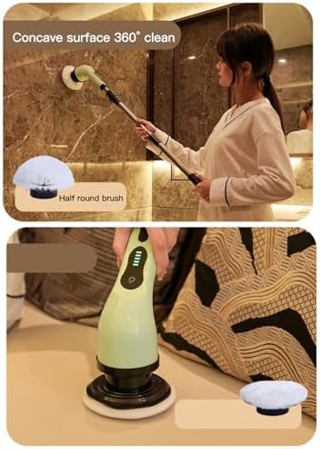 Luocute Electric Spin Scrubber, Waterproofing Cordless Cleanings Brush Scrubber for Home, 9 Replaceable Brush Heads for Bathroom Shower Bathtub Glass Car for Bathtub Window