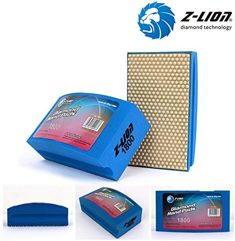 Z-Lion Resin Diamond Hand Sanding Pads for Stone Glass Ceramic Marble Granite,Set of 4 Pcs