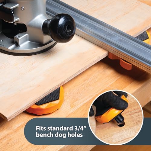 POWERTEC Bench Dog Puck - Fits 3/4" Dog Hole on Work Bench & T Track, Ideal for Sanding, Routing, Finishing & Painting, T Track Accessories - 4PK (71820)