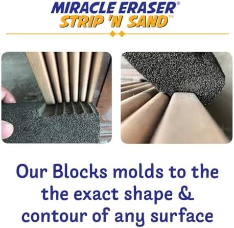 Strip 'N Sand Paint Remover 18 Blocks | Non‑Toxic, Chemical‑Free Paint & Varnish Stripper | Contour Sanding Blocks for Wood, Metal & Masonry | Ideal for Kitchen Cabinets, Furniture
