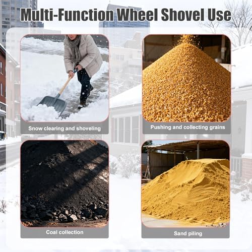 Snow Pusher Shovel - Heavy 36" Blade Snowplow Shovels, 10" Pneumatic Tires, 7-Way Pivot,for Frequent Use On Driveways