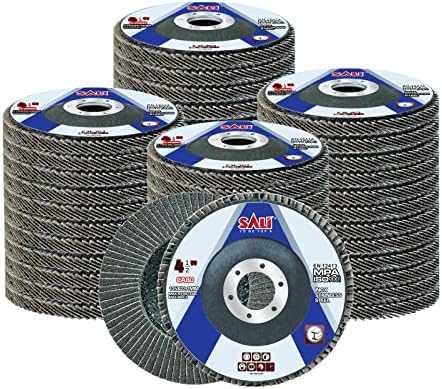 Sali 48 Pack Flap Disc 80 Grit 4.5" x 7/8-Inch Sanding Disc Bevel Type #29 Premium and Industrial Grade Angle Grinder Grinding Wheel High Performance Edge Grinding