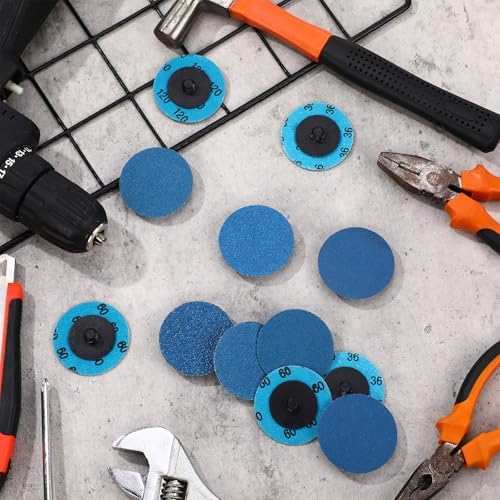 Chumia 250 Pcs 2 Inch Sanding Discs Set 5 Grit Mix 36 to 240, Blue