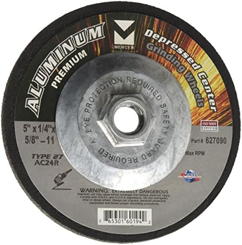 Mercer Industries 627090 - 5" x 1/4" x 5/8"-11 Type 27 Grinding Wheel for Aluminum (20 pack)