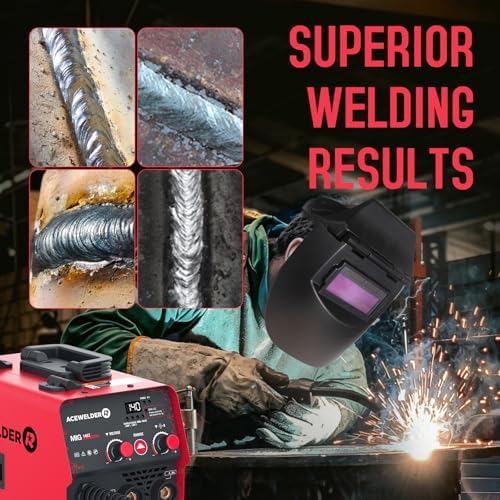 140A Flux Core MIG Welder,3 in 1 Gasless MIG Stick Lift TIG With Helmet
