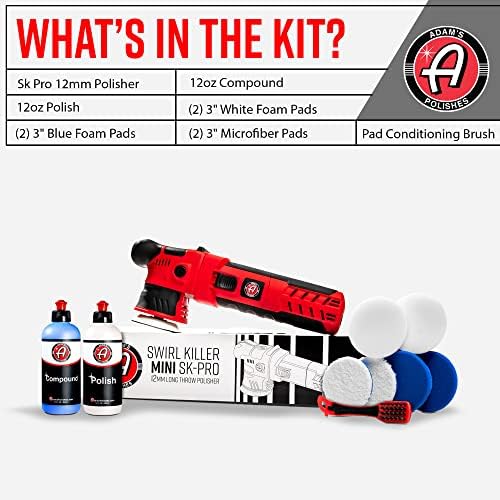 Adam's Polishes SK Pro 12mm Car Polisher Kit (10 Item) - Professional Dual Action Polisher for Car Detailing - Paint Correction, Waxer Buffer DA Polisher - Variable Speed Car Polisher System
