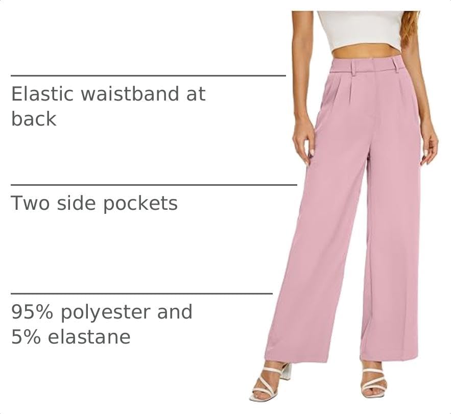 KICZOY Women Casual Wide Leg Dress Pants High Waist Lightweight Flowy Pants