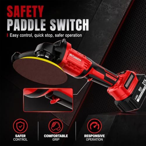 AOBEN 21V Cordless Angle Grinder 4-1/2 Inch, Power Brushless Cut Off Tool Kit, with 180° Rotating Body, Paddle Switch, 2x4.0Ah Battery & Charger, for Metal Cutting, Grinding, Polishing