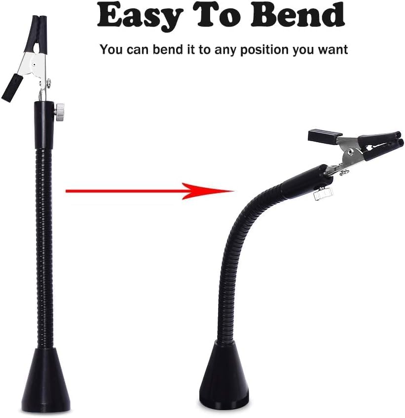 Toolour Magnetic Helping Hands Third Hand Tool 2 Flexible Metal Arms Alligator Clips Strong Magnet Base - Can Be Put Anywhere for Automobile Electronics Soldering Jewelery Painting Art Crafts Hobby