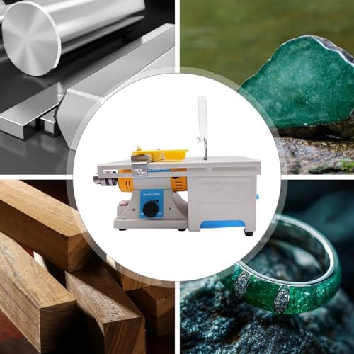 750W Mini Table Saw & Polisher, Adjustable Speed 1000-10,000 RPM Multifunctional Lapidary with 6-Inch Jade Saw Blade Woodworking Carving Lathe Machine for Cutting, Grinding