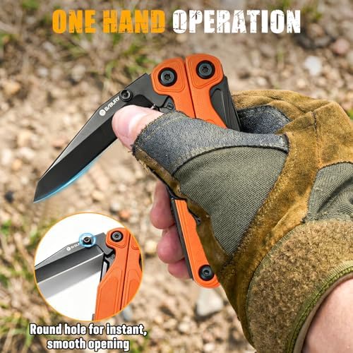 BIBURY 9oz Lightweight G10 Handle Multitool, One-Hand Opening Pocket Knife
