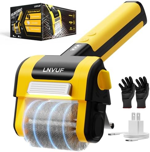 Electric Grill Brush, Grill Cleaner with LED Light, with 800 RPM Motor, Heavy Duty Grill Cleaning Tool, Personalized Grill Gift s for Dad (Yellow)