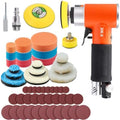 1/2/3in Mini Orbital Sander Pneumatic da sander Polisher for Auto Body Work Wood working, with 18 Pcs 1/2/3in Polishing Sponge & Wool Pads, 30Pcs Sandpapers (Orange)