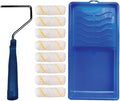 Pro Grade - Paint Roller Tool Kit - 10 Piece Painting Set - Mini Plastic Paint Tray Set, Mini Roller Frame,Microfiber Roller Covers