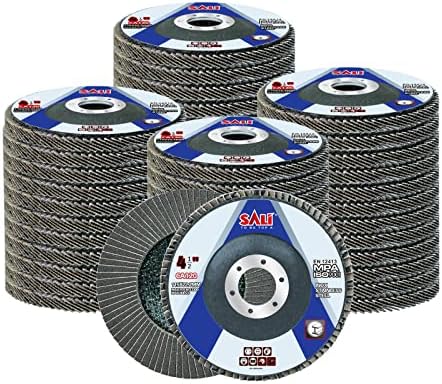 Sali 48 Pack Flap Disc 120 Grit 4.5" x 7/8-Inch Sanding Disc Bevel Type #29 Premium and Industrial Grade Angle Grinder Grinding Wheel High Performance Edge Grinding