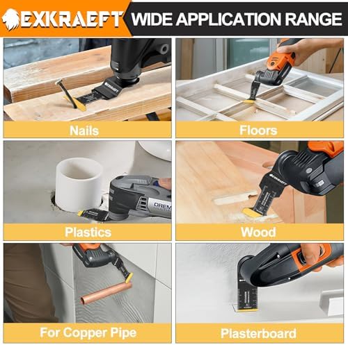 EXKRAEFT 30 PCS Multitool Blades, Titanium Oscillating Saw Blades for Metal
