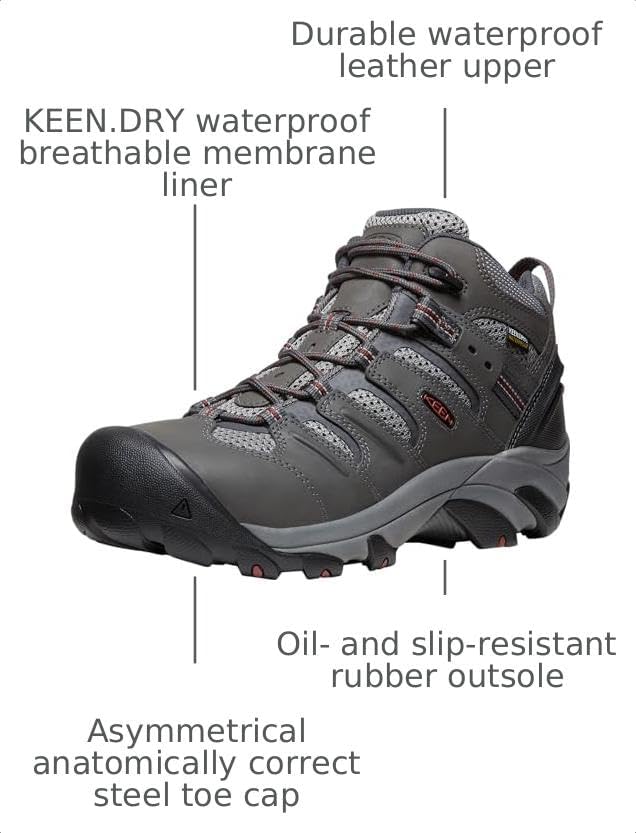 KEEN Utility Men's Lansing Mid Height Steel Toe Waterproof Work Boots