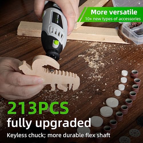 PHALANX 180W Rotary Tool Kit, 1.5-Amp 6 Variable Speed with Flex Shaft, 8000-35000RPM Rotary Multi-Tool& 213pcs Accessories Kit, Power Multiuse Set (Renewed)