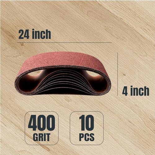 POWERTEC 4 x 24 Inch Sanding Belts, 30PK, 10 Each of 60 100 400 Grits, 4x24 Belt Sander Sanding Belts Assortment, Aluminum Oxide Sandpaper for Oscillating Belt Sander, Woodworking (110093)