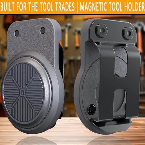 Magnetic Tool Holder | Strong Magnet Clip-On Belt Holster for Wrench, Pliers, Screw Driver, Hammer, Screws, Nails, Sockets, Trowel, Drill Bit, or Any Magnetic Tool and Hardware Holder