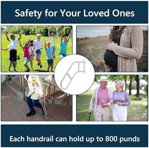 Hand Rails for Outdoor Steps & Elderly (Max 800LBS),U-Shape Wall Mount Stair Railing, Porch, Deck & Garden Grab Bar, Safety Handle for Garage, 2 Pack