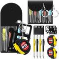8 Pcs Mini Screwdriver Tape Keychain Set Multitool Pen Card Father's Gifts Bulk Mini Tool Set for Adult Men Dad (Yellow,Black)
