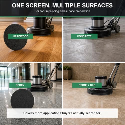 17 Inch Sanding Screen Discs, 80 Grit for Floor Prep, 10 Pack