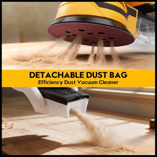 Cordless Random Orbital Sander for Dewalt 20V Battery, Yellow