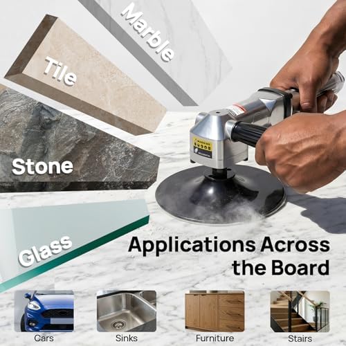 7-inch Air Angle Sander Pneumatic Air Angle Grinder with Sub-Handle and Press Switch 4500rpm Pneumatic Polishing Machine for Floor Stones Tiles Marble Glass Concrete Car Ship