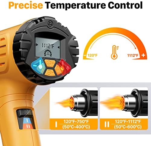 SEEKONE 1800W Heat Gun with LCD Display 122°F-1112°F for Paint Removal