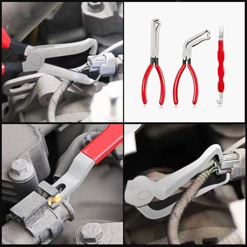 Electrical Disconnect Pliers for Cars: 2026 Upgraded Portable Dual Angled Automotive Connector Separator Tool Set with Bag for Car Terminal and Wiring Harness Removal in Tight Engine Space