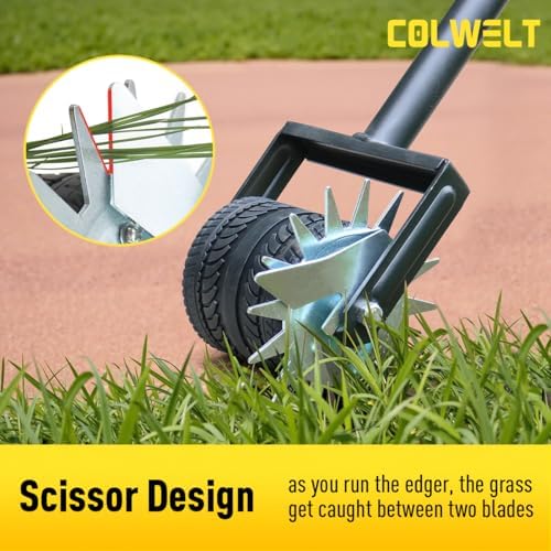 Colwelt Rotary Edger Lawn Tool, 59’’ Manual Lawn Wheel Rotary Grass Edger