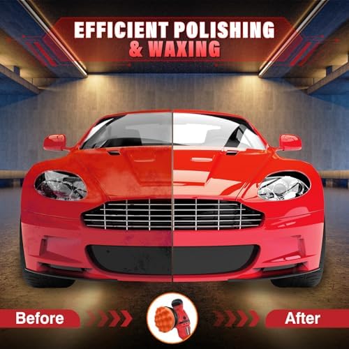 VERVEWAVE Cordless Buffer Polisher Kit for Milwaukee 18V/M18 Battery (No Battery), 6-Inch Orbital Car Polisher 6 Speed 1800—5500 RPM, 17PCS Polishing Accessories, for Car Polishing/Waxing (Tool Only)