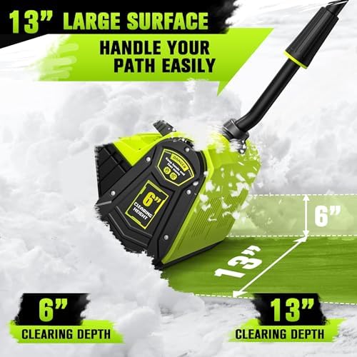 40V Cordless Snow Shovel, 13 Inch 2 * 4.0Ah Electric Snow Shovel with Directional Plate, Brushless Cordless Snow Blower for Pathway, Patio, Deck, Driveway, Green