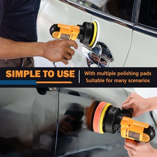CJC Buffer Polisher - 110V 600W Variable Speed Machine - Random Orbital Buffer for Floor, Car, Furniture, Metal Waxing and Polishing With Professional Buffing Kit(16pcs)